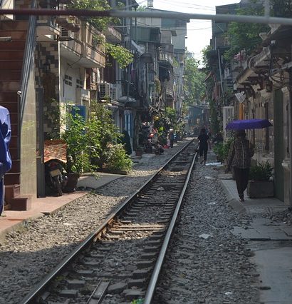 hanoi street train - travel treasures