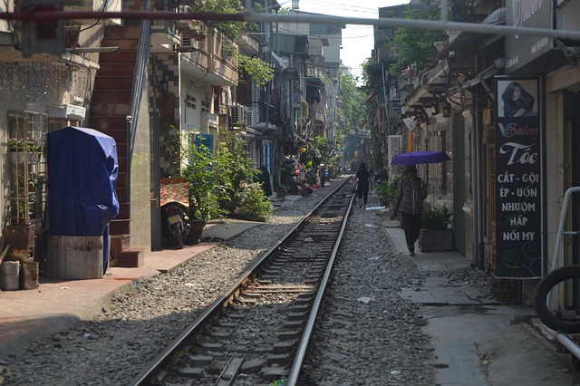 hanoi street train - travel treasures